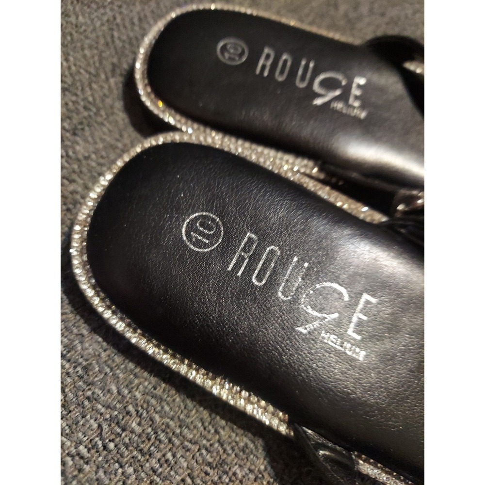 Rouge Helium Black Beaded Rhinestone Thong Sandals Size 10 Boho Bedazzled Y2k - Picture 11 of 12